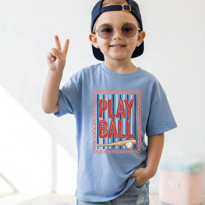 Play Ball Shirt Red Blue Stripes Scalloped Border Sweatshirt