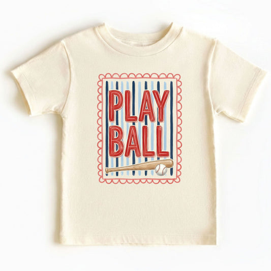 Play Ball Shirt Red Blue Stripes Scalloped Border Sweatshirt