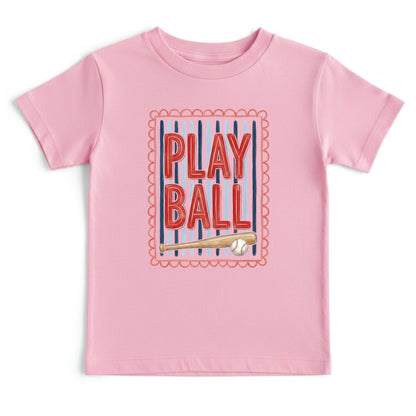 Play Ball Shirt Red Blue Stripes Scalloped Border Sweatshirt