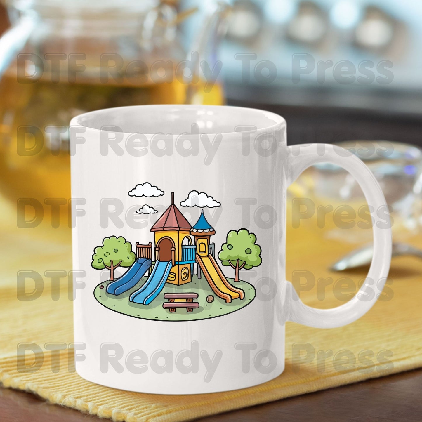 Playground Park Adventure DTF Transfer Ready to Press Colorful School Slide Children Outdoor Heat Transfer for Shirts UV Sticker Prints