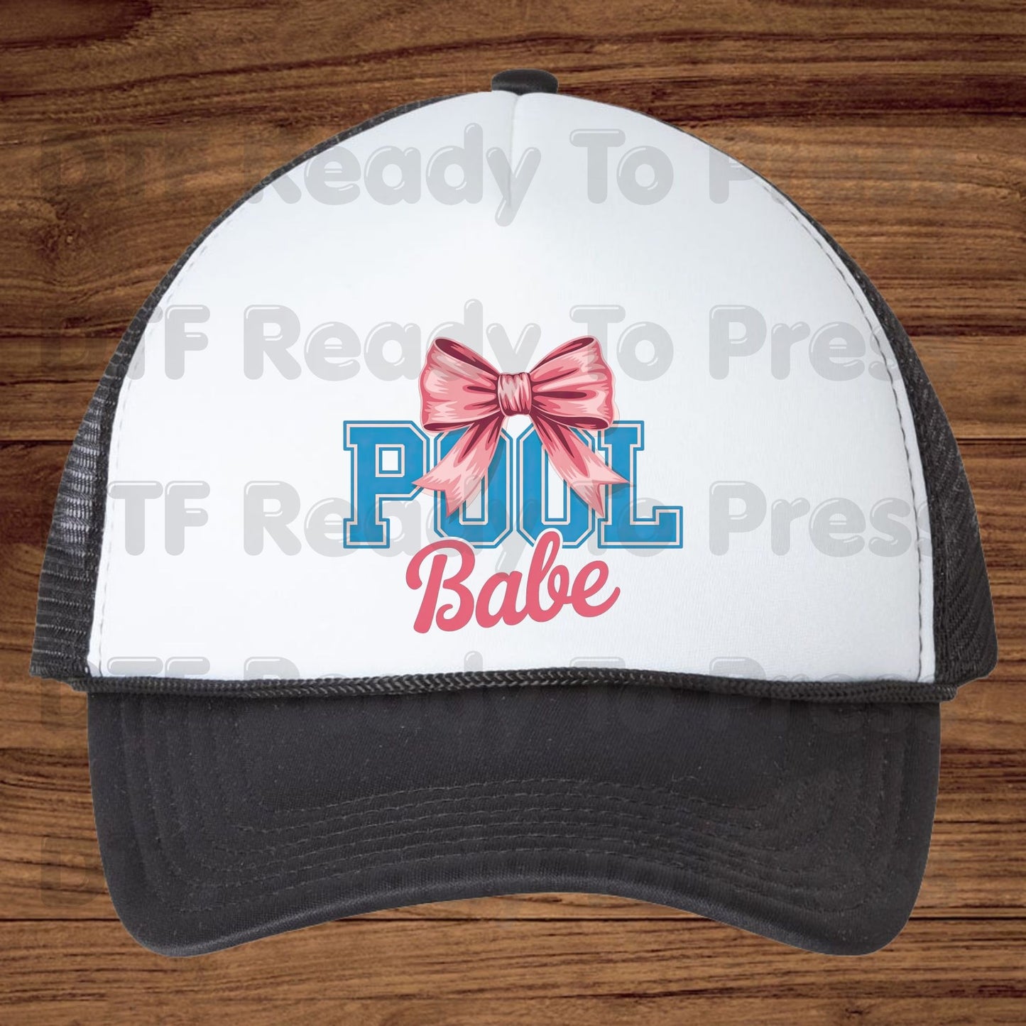 Pool Babe Pink Coquette Bow DTF Transfer Ready to Press Summer Beach Vacation Heat Transfer for Shirts Pool Party UV Sticker Prints