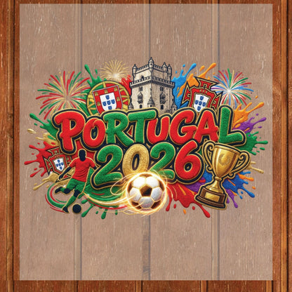 Portugal World Cup 2026 DTF Transfer Ready to Press Belem Tower Fireworks Soccer Heat Transfer For Shirts Football Supporter UV Sticker Prints