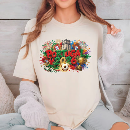 Portugal World Cup 2026 DTF Transfer Ready to Press Belem Tower Fireworks Soccer Heat Transfer For Shirts Football Supporter UV Sticker Prints