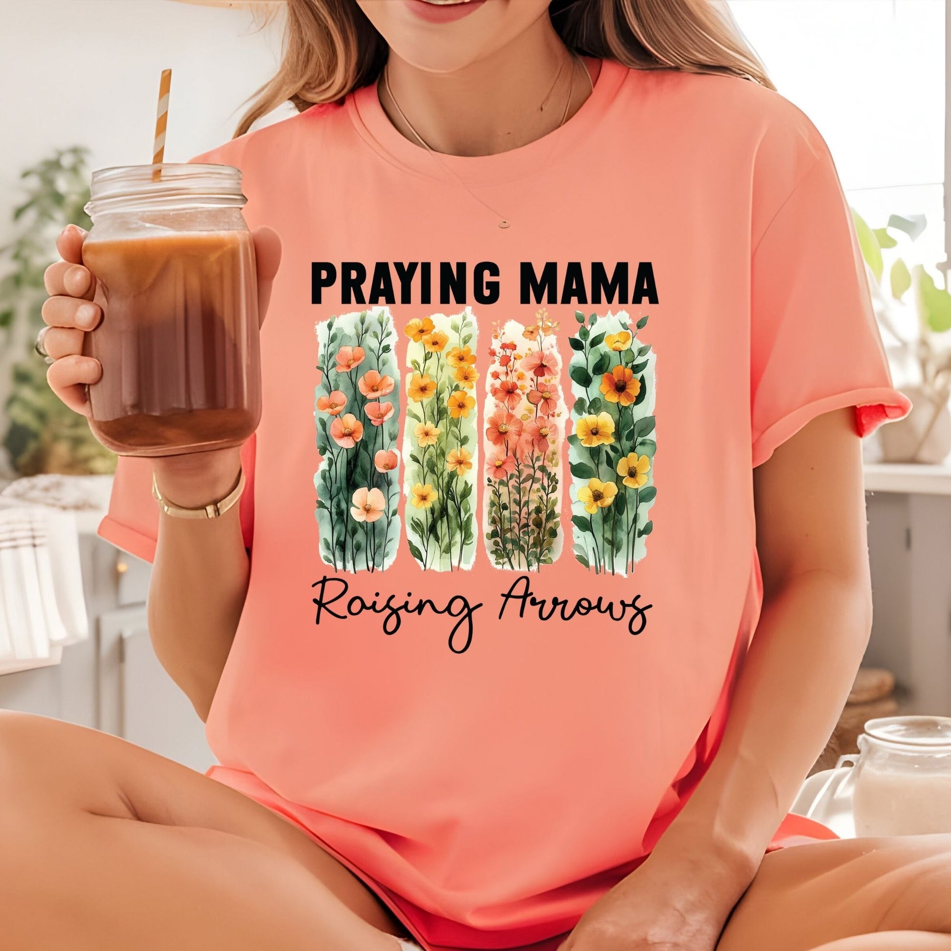 Praying Mama DTF Transfer ready to Press Mother's Day Floral Heat Transfer for Shirts Mom UV Sticker Print Mommy Iron on Transfer