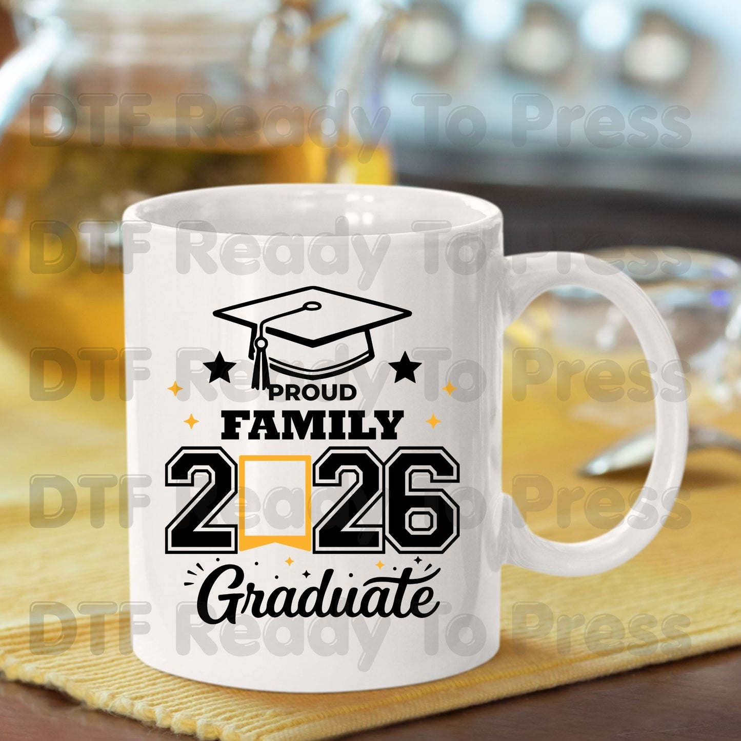 Proud Family Graduate 2026 DTF Transfer Ready to Press Class of 2026 Senior Graduation Cap Heat Transfer for Shirts UV Sticker Prints