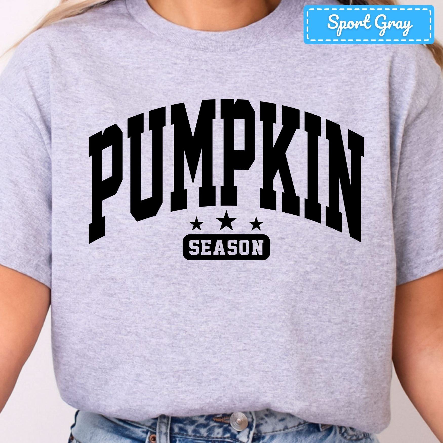 Pumpkin Season Varsity T-Shirt, Arched Letter Sweatshirt, Fall Star Tee