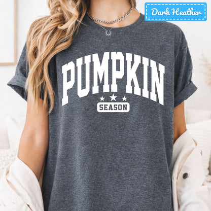 Pumpkin Season Varsity T-Shirt, Arched Letter Sweatshirt, Fall Star Tee