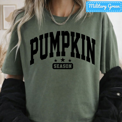 Pumpkin Season Varsity T-Shirt, Arched Letter Sweatshirt, Fall Star Tee