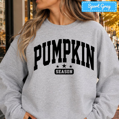 Pumpkin Season Varsity T-Shirt, Arched Letter Sweatshirt, Fall Star Tee