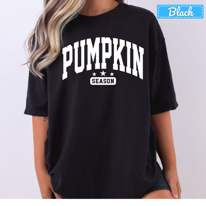 Pumpkin Season Varsity T-Shirt, Arched Letter Sweatshirt, Fall Star Tee