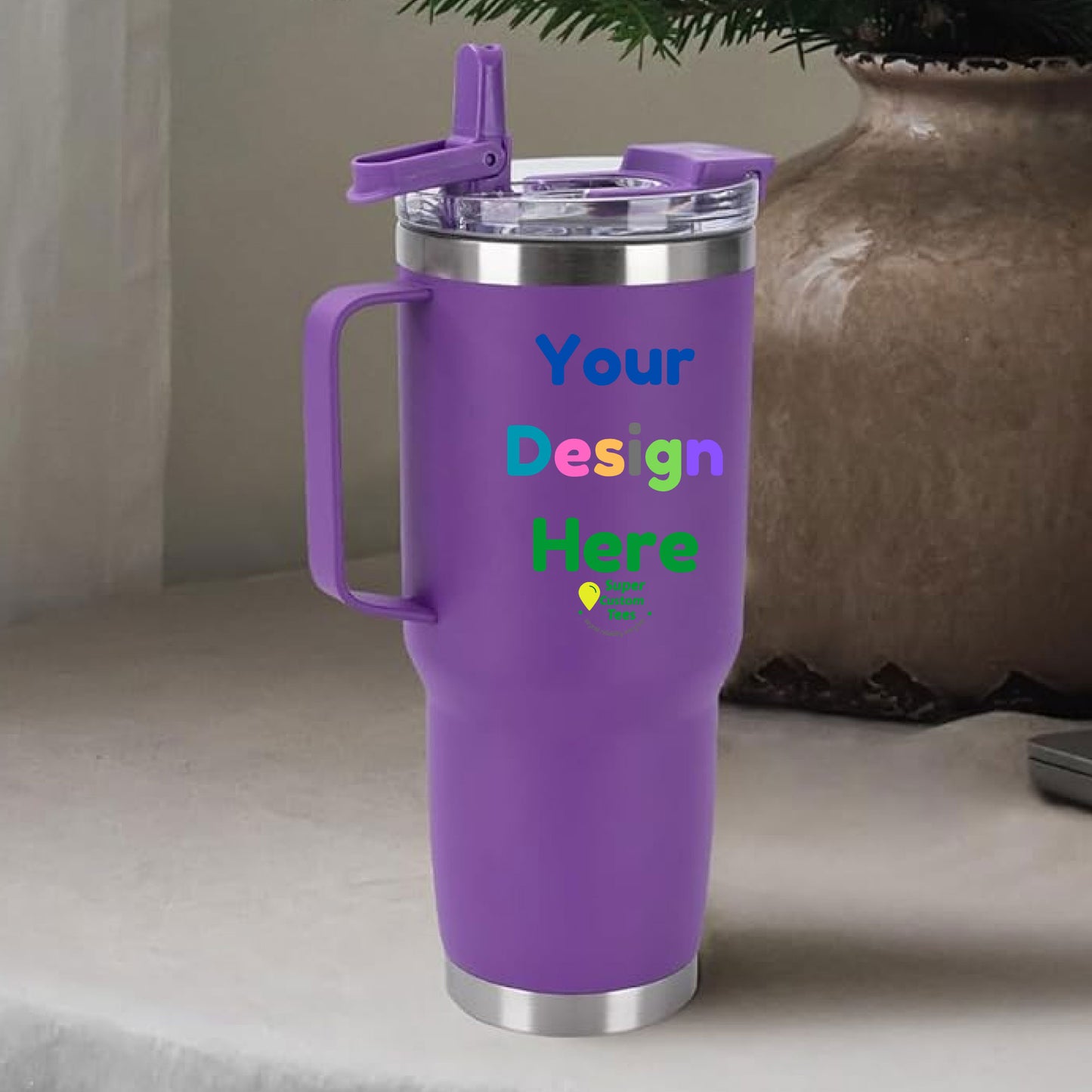 Custom Tumbler Insulated Stainless Steel Tumbler with Handle - 40 oz