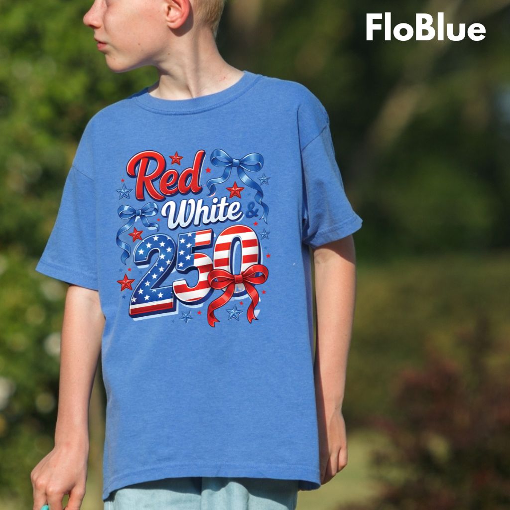 Red White and 250 Comfort Colors T Shirts Cute 4th of July Bow Tee America 250th Graphic Shirt Fourth of July Gifts