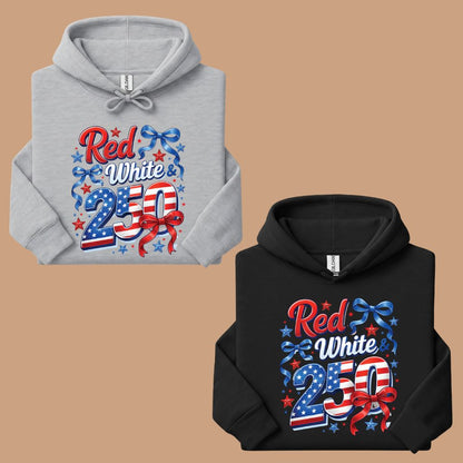 Red White and 250 Comfort Colors T Shirts Cute 4th of July Bow Tee America 250th Graphic Shirt Fourth of July Gifts