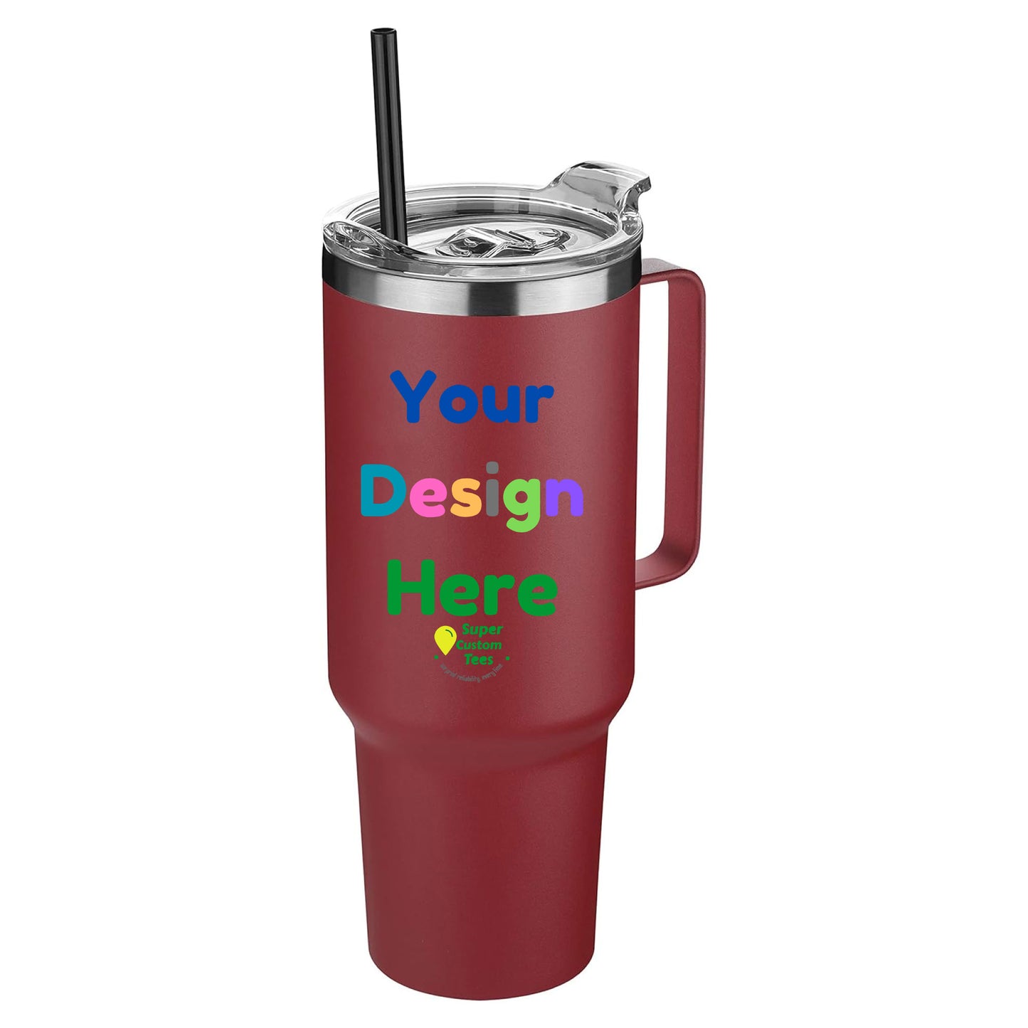 Custom Tumbler Insulated Stainless Steel Tumbler with Handle - 40 oz