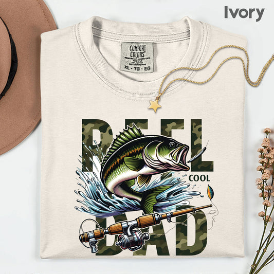 Reel Cool Dad Comfort Colors T Shirt Fishing Camo Father's Day Gift Bass Fish Apparel Camouflage Fisherman Tee Outdoorsman Gift Gameday Shirt