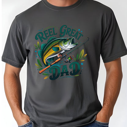 Reel Great Dad Comfort Colors T Shirt Fishing Bass Fish Rod Youth Tee Father's Day Gift Idea Kids Sweatshirt Childrens Apparel Outdoorsman