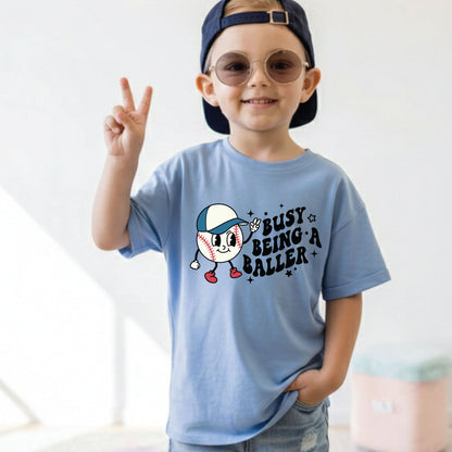 Retro Baseball Character Childrens Shirt Busy Being A Baller Sweatshirt