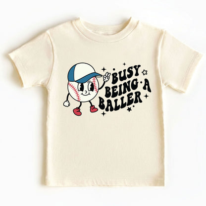 Retro Baseball Character Childrens Shirt Busy Being A Baller Sweatshirt