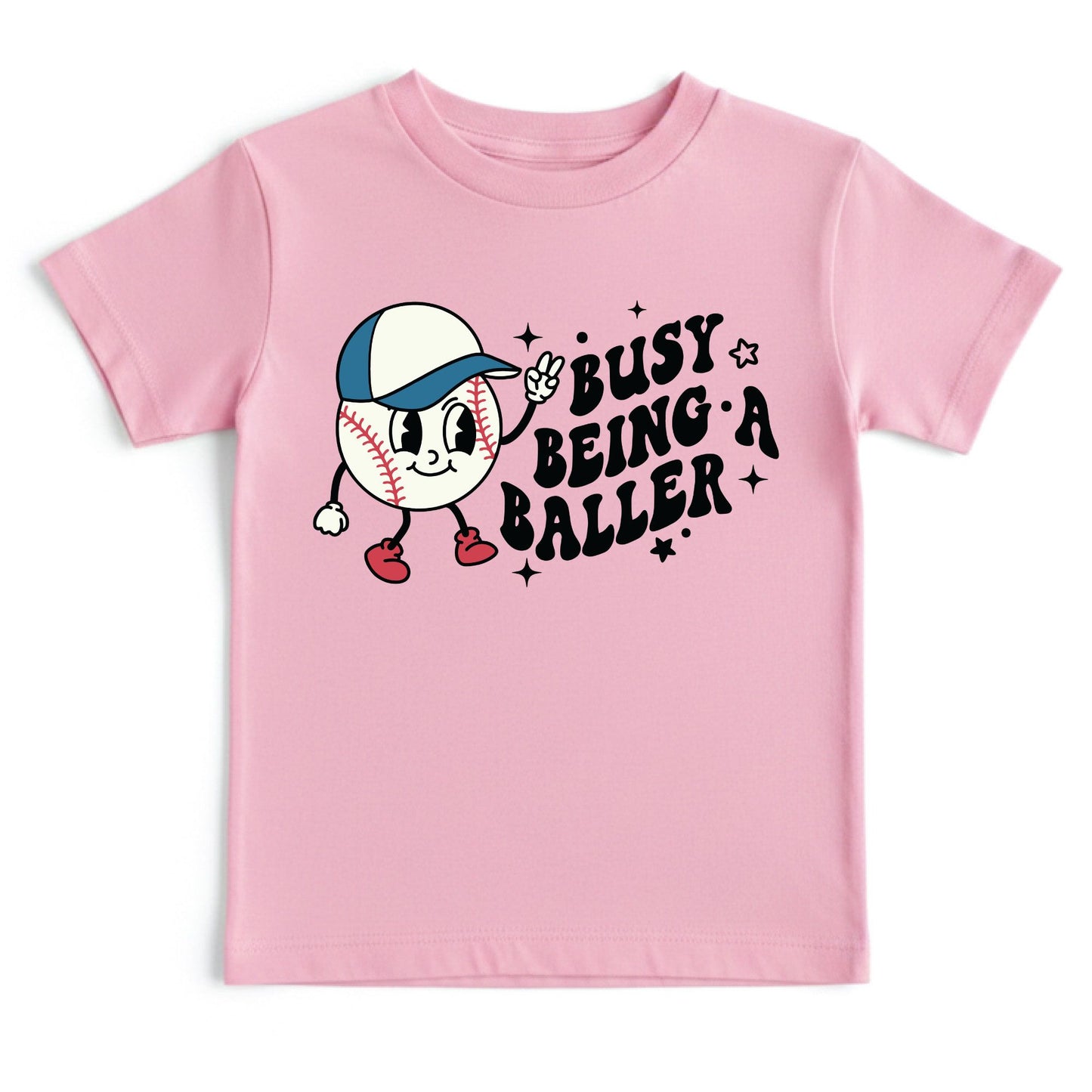 Retro Baseball Character Childrens Shirt Busy Being A Baller Sweatshirt