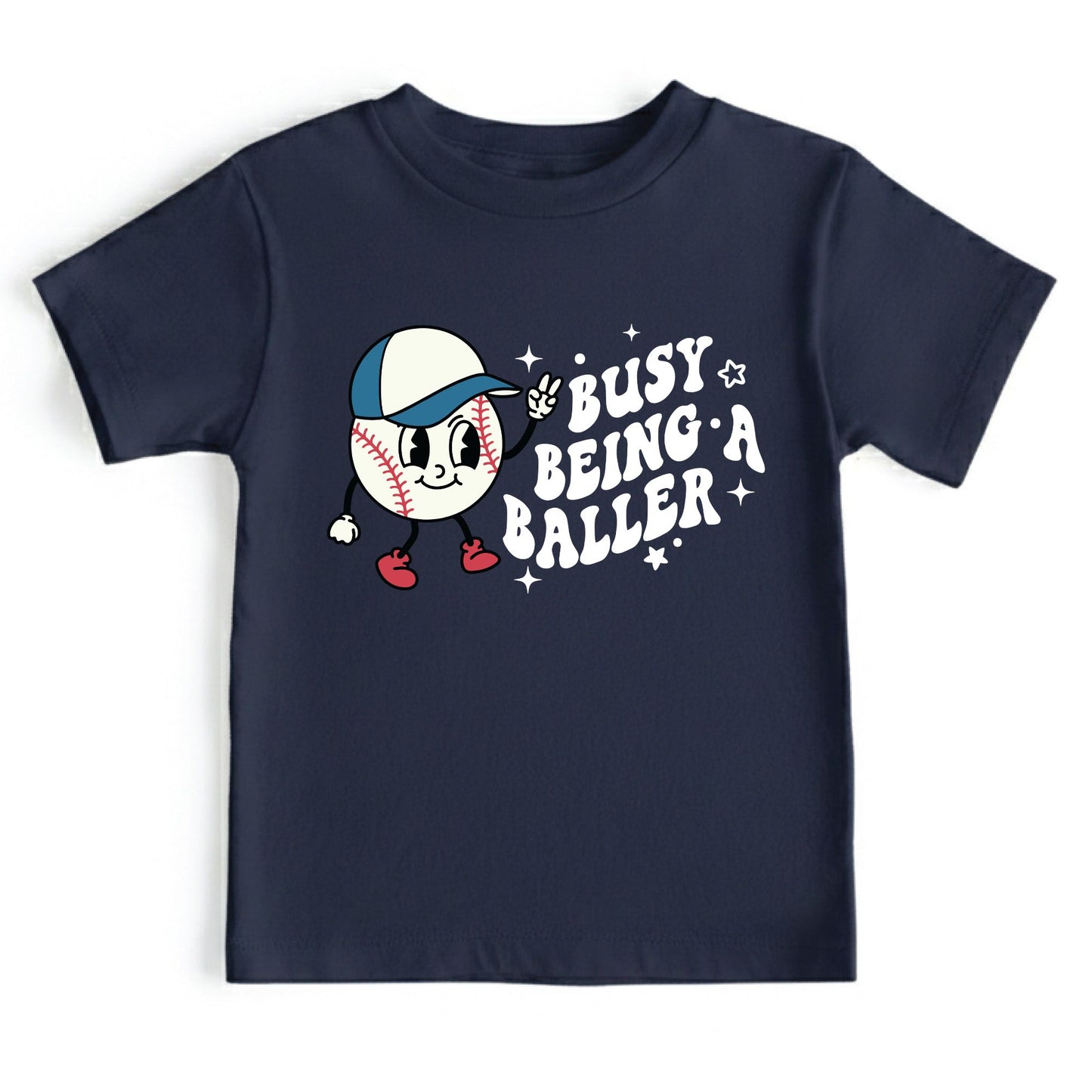 Retro Baseball Character Childrens Shirt Busy Being A Baller Sweatshirt