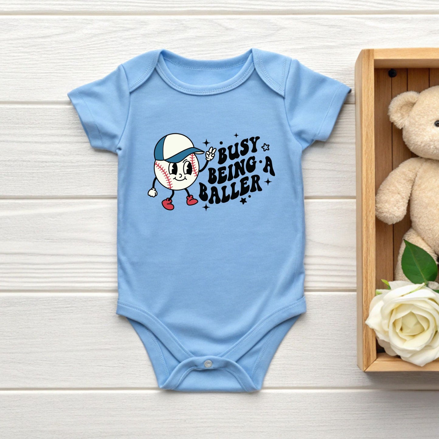 Retro Baseball Character Childrens Shirt Busy Being A Baller Sweatshirt
