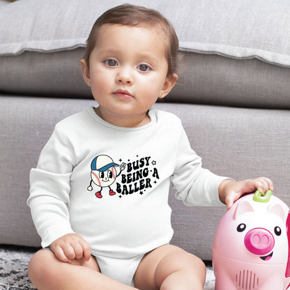 Retro Baseball Character Childrens Shirt Busy Being A Baller Sweatshirt