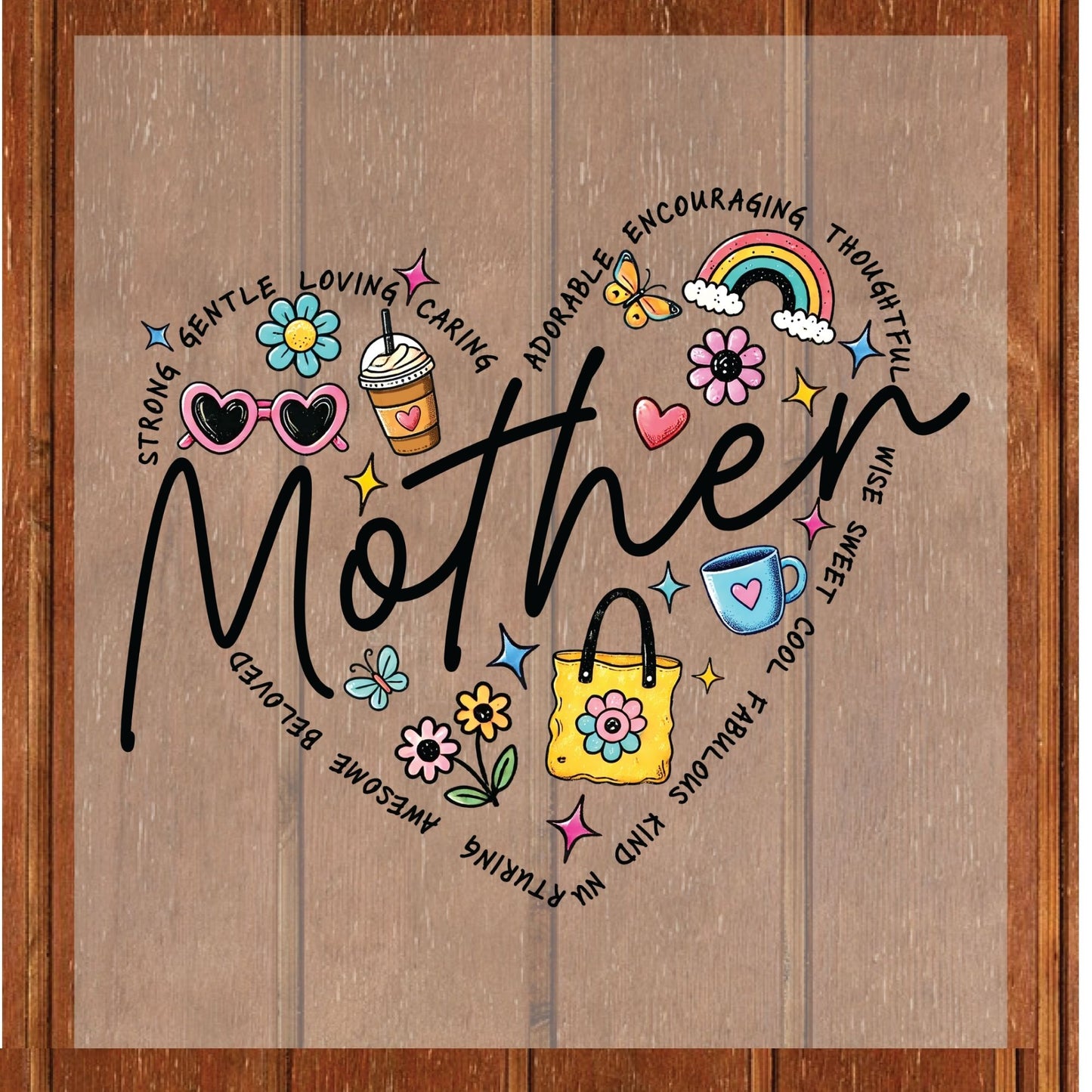 Retro Mothers Day DTF Transfer ready to Press Mama Heart Heat Transfer for Shirts Mom UV Sticker Prints Mommy Iron on Transfer
