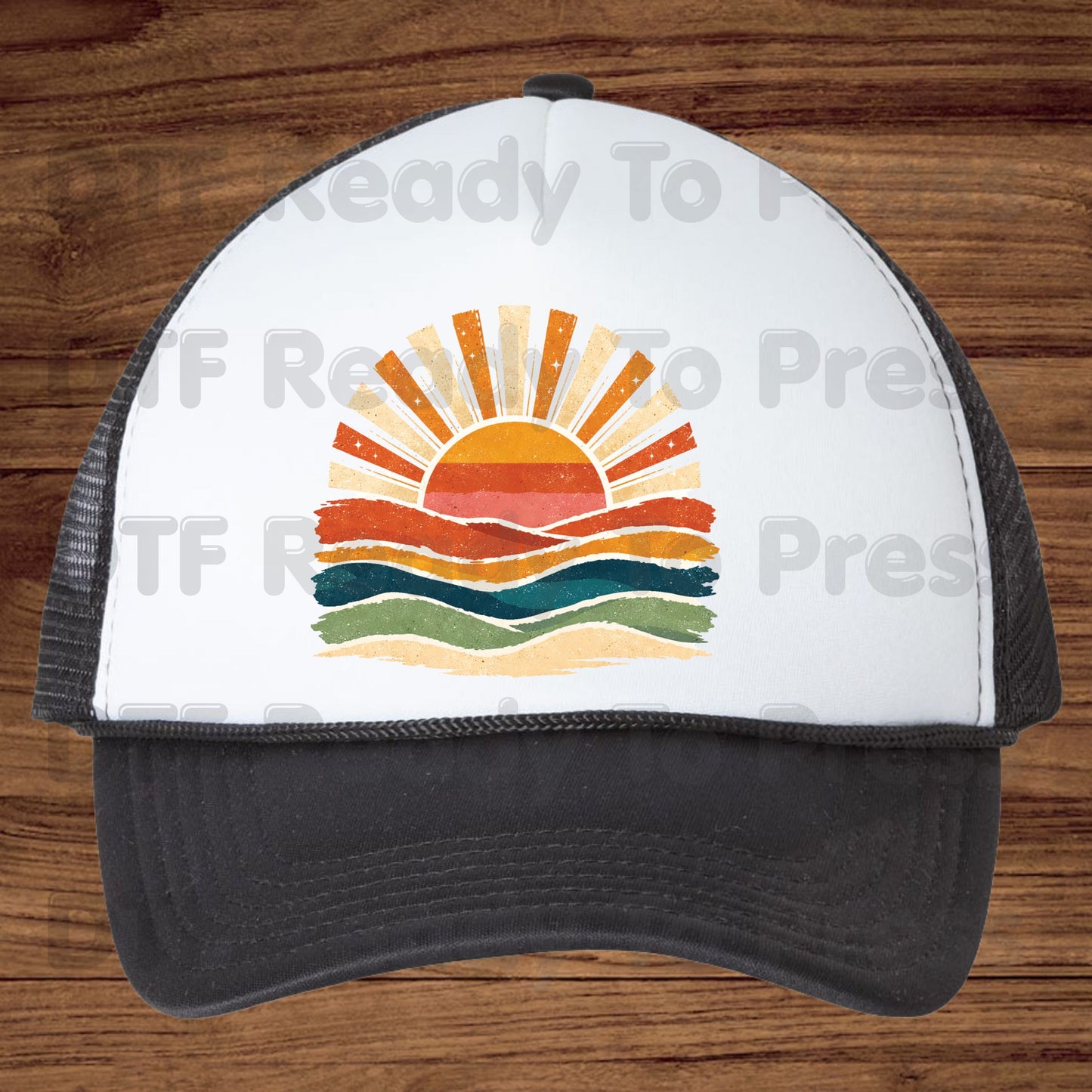 Retro Sunset Ocean Waves DTF Transfer Ready to Press Summer Vacation UV DTF Sticker Beach Landscape Heat Transfer for Shirts