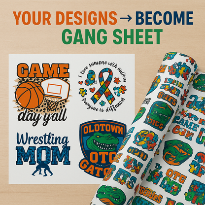 Rolling Gang Sheet DTF Transfers - Width 22"