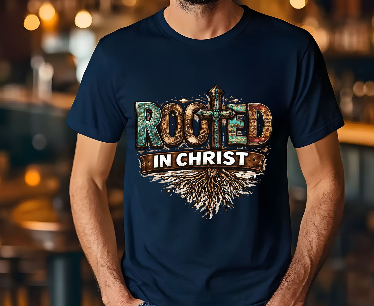 Rooted In Christ T Shirt Western Christian Cross Tee Religious Faith Shirt Gift For Her Adult Youth Toddler Baby Boho Spiritual Apparel