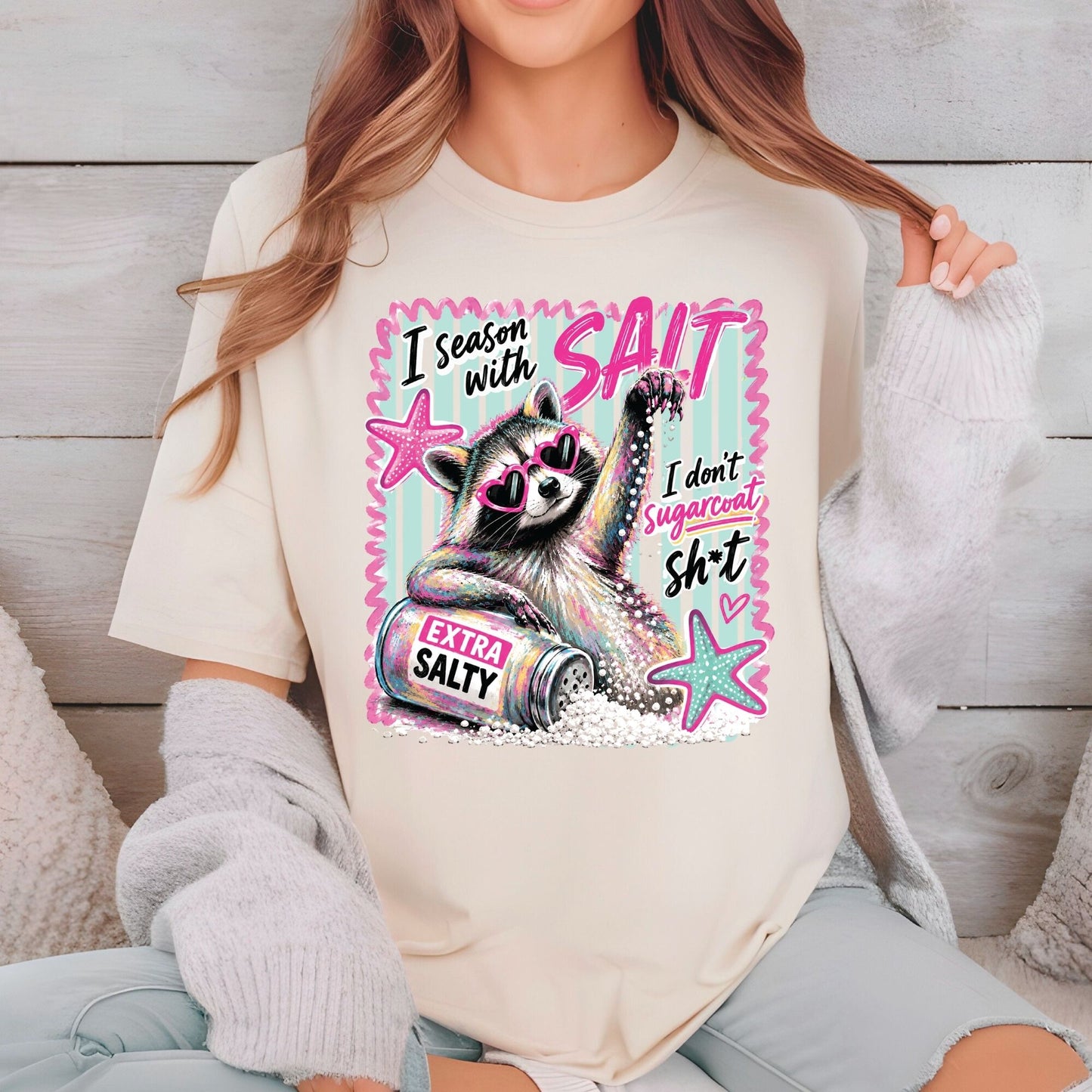 Salt In The Air Sand In My Hair Retro Beach DTF Transfer Ready to Press Summer Vacation UV DTF Sticker Ocean Wave Heat Transfer for Shirts