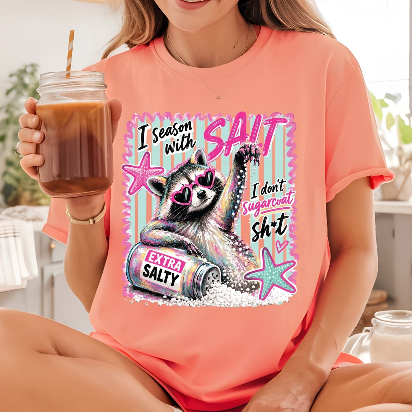 Salt In The Air Sand In My Hair Retro Beach DTF Transfer Ready to Press Summer Vacation UV DTF Sticker Ocean Wave Heat Transfer for Shirts