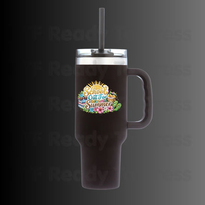 School Out For Summer DTF Transfer Ready to Press Sun Tropical Floral Beach Heat Transfer for Shirts Last Day of School UV Sticker Prints