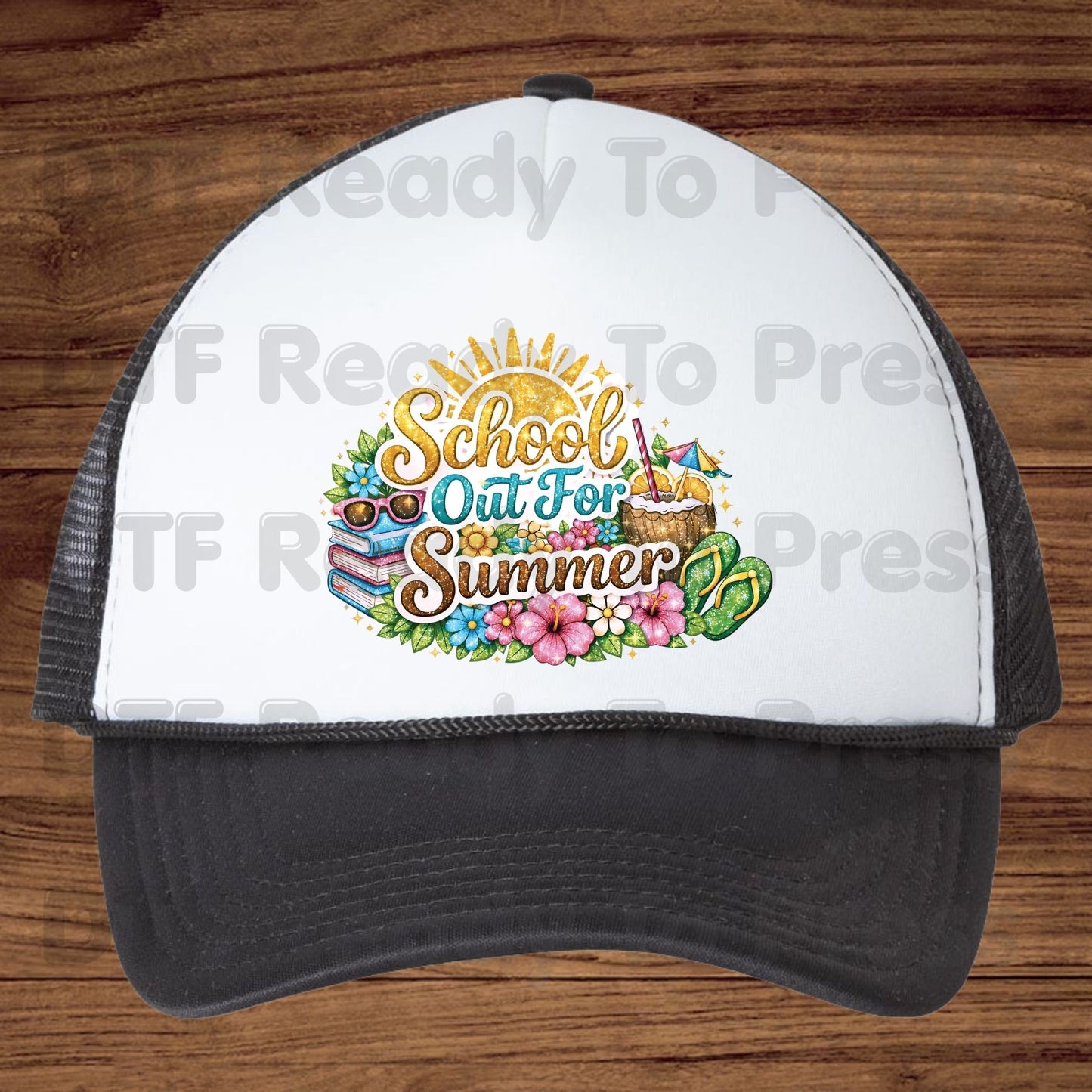 School Out For Summer DTF Transfer Ready to Press Sun Tropical Floral Beach Heat Transfer for Shirts Last Day of School UV Sticker Prints