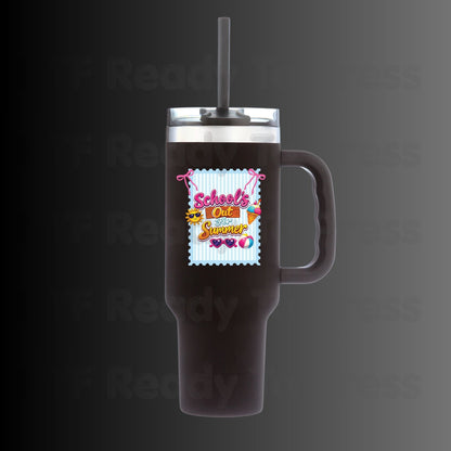 School's Out For Summer DTF Transfer Ready to Press Retro Coquette Bow Ice Cream Sun Heat Transfer for Shirts Last Day of School UV Sticker