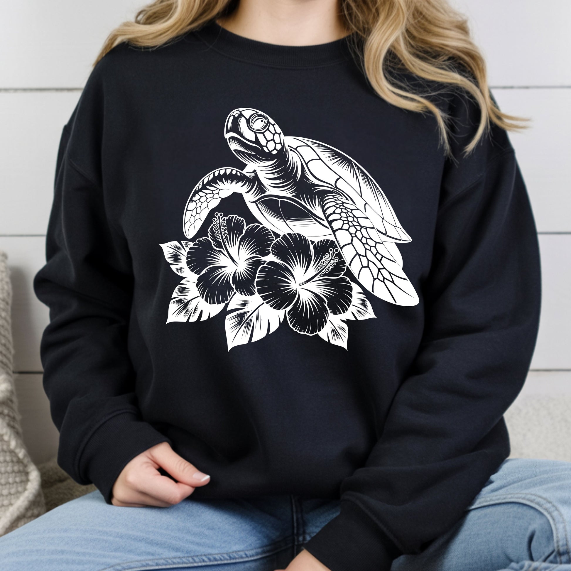 Sea Turtle Comfort Colors T Shirt Hibiscus Flower Youth Tee Tropical Ocean Children Sweatshirt Coastal Nature Graphic Kids Apparel Beach Gift
