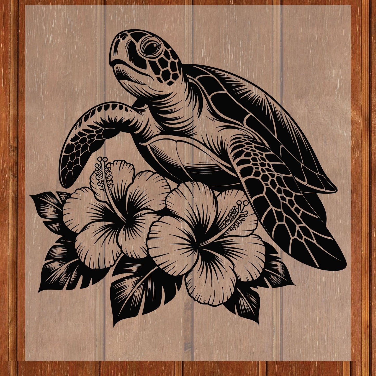 Sea Turtle DTF Transfer Ready to Press Hibiscus Flower Tropical Ocean Life Hawaiian Summer Beach Design UV Sticker Prints Apparel