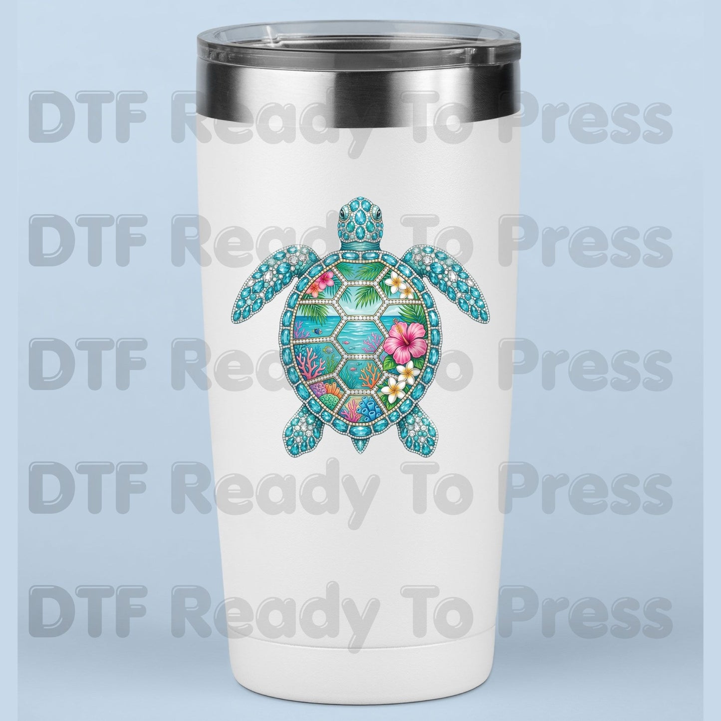 Sea Turtle Ocean Life DTF Transfer Ready to Press Summer Beach Hibiscus Flower Coral Reef Heat Transfer for Shirts Coastal UV Sticker Prints