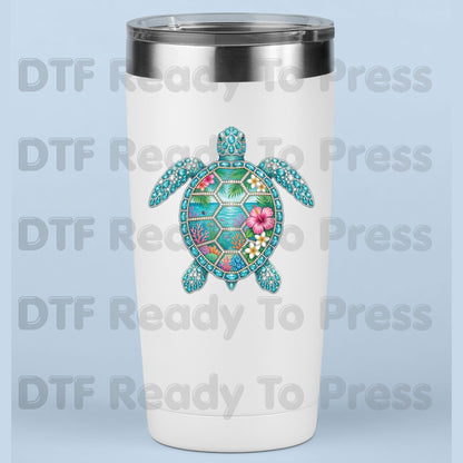 Sea Turtle Ocean Life DTF Transfer Ready to Press Summer Beach Hibiscus Flower Coral Reef Heat Transfer for Shirts Coastal UV Sticker Prints