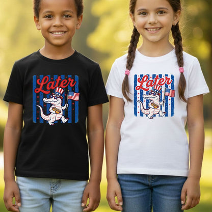 See Ya Later Alligator Comfort Colors T Shirts Funny Patriotic 4th of July Tee USA Gator Flag Shirt Uncle Sam Hot Dog Fourth of July Gifts