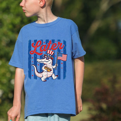 See Ya Later Alligator Comfort Colors T Shirts Funny Patriotic 4th of July Tee USA Gator Flag Shirt Uncle Sam Hot Dog Fourth of July Gifts