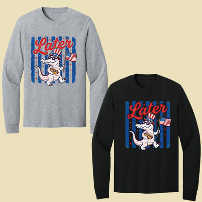 See Ya Later Alligator Comfort Colors T Shirts Funny Patriotic 4th of July Tee USA Gator Flag Shirt Uncle Sam Hot Dog Fourth of July Gifts