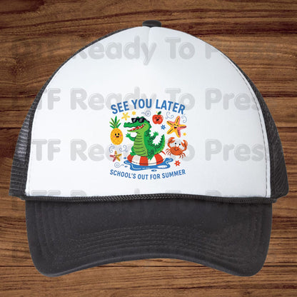 See You Later School’s Out For Summer DTF Transfer Ready to Press Sun Pineapple Crab Heat Transfer for Shirts Last Day School UV Sticker