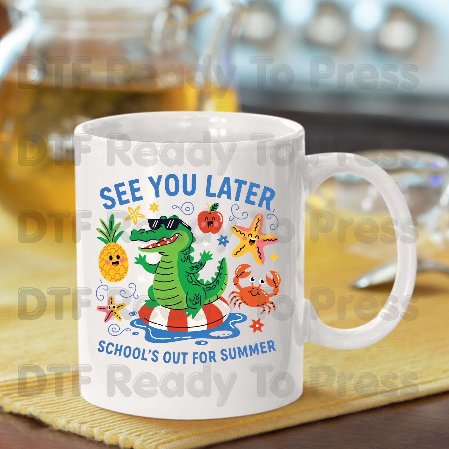 See You Later School’s Out For Summer DTF Transfer Ready to Press Sun Pineapple Crab Heat Transfer for Shirts Last Day School UV Sticker