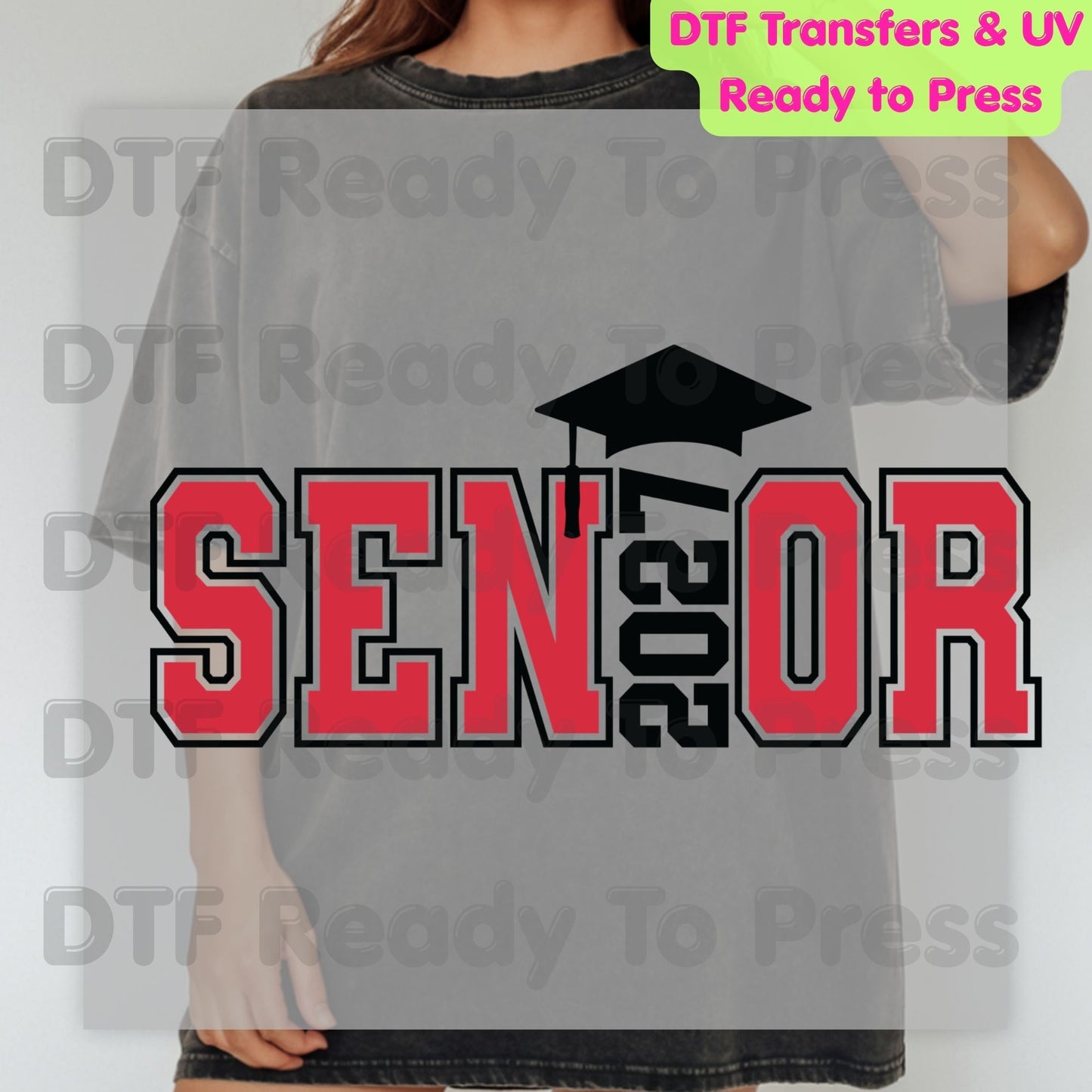 Senior 2027 Graduation DTF Transfer Ready to Press Class of 2027 Graduation Heat Transfer for Shirts High School Senior UV Sticker Prints
