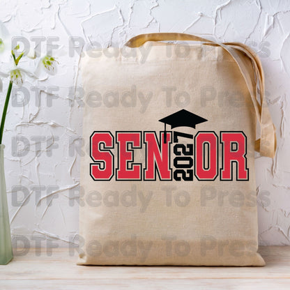 Senior 2027 Graduation DTF Transfer Ready to Press Class of 2027 Graduation Heat Transfer for Shirts High School Senior UV Sticker Prints