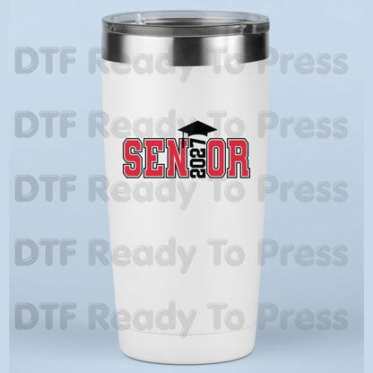Senior 2027 Graduation DTF Transfer Ready to Press Class of 2027 Graduation Heat Transfer for Shirts High School Senior UV Sticker Prints
