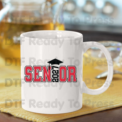 Senior 2027 Graduation DTF Transfer Ready to Press Class of 2027 Graduation Heat Transfer for Shirts High School Senior UV Sticker Prints