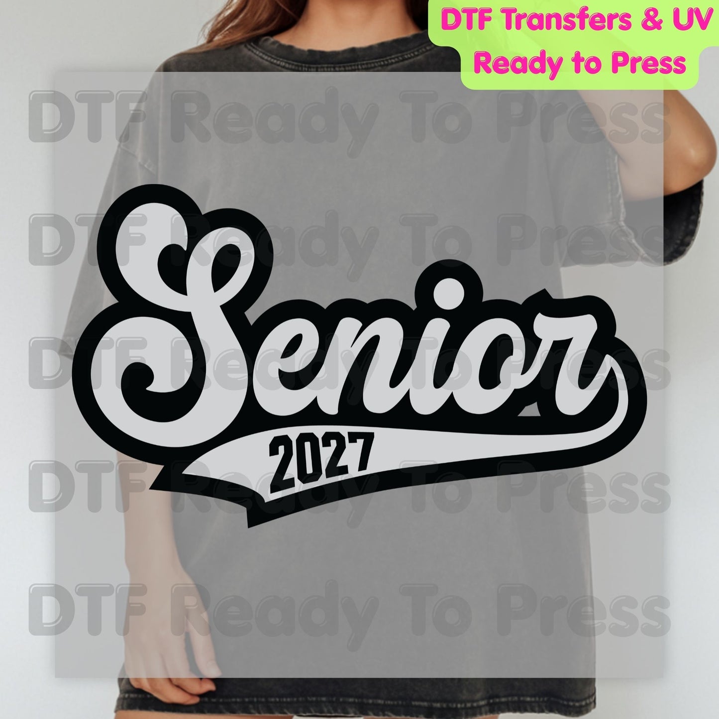 Senior 2027 Varsity Retro DTF Transfer Ready to Press Class of 2027 Graduation Heat Transfer for Shirts High School Senior UV Sticker Prints