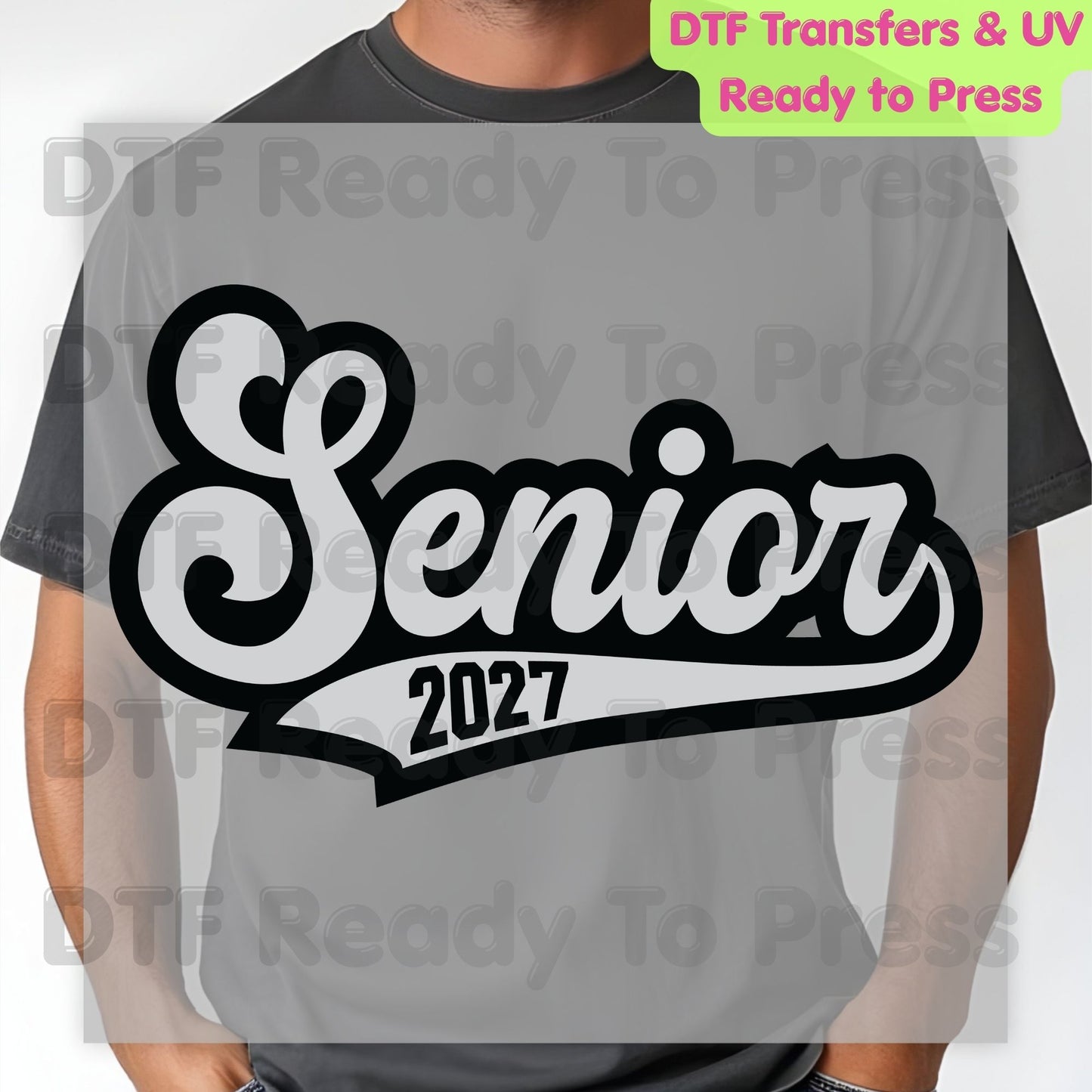 Senior 2027 Varsity Retro DTF Transfer Ready to Press Class of 2027 Graduation Heat Transfer for Shirts High School Senior UV Sticker Prints